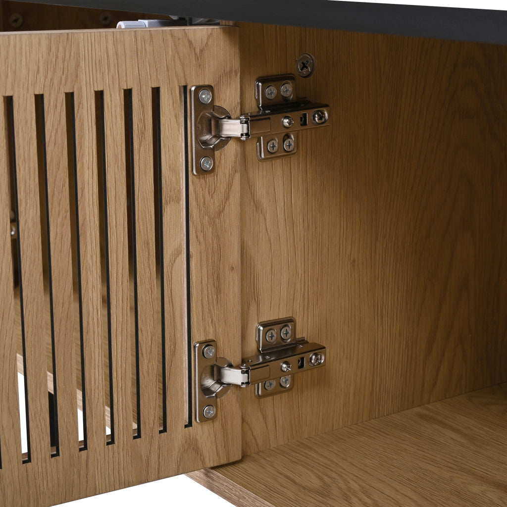 Mobile TV con 2 Ante a Griglia e 4 Vani; Stile Moderno; in MDF e Pannello Truciolare; 190??35??45 cm; Rovere