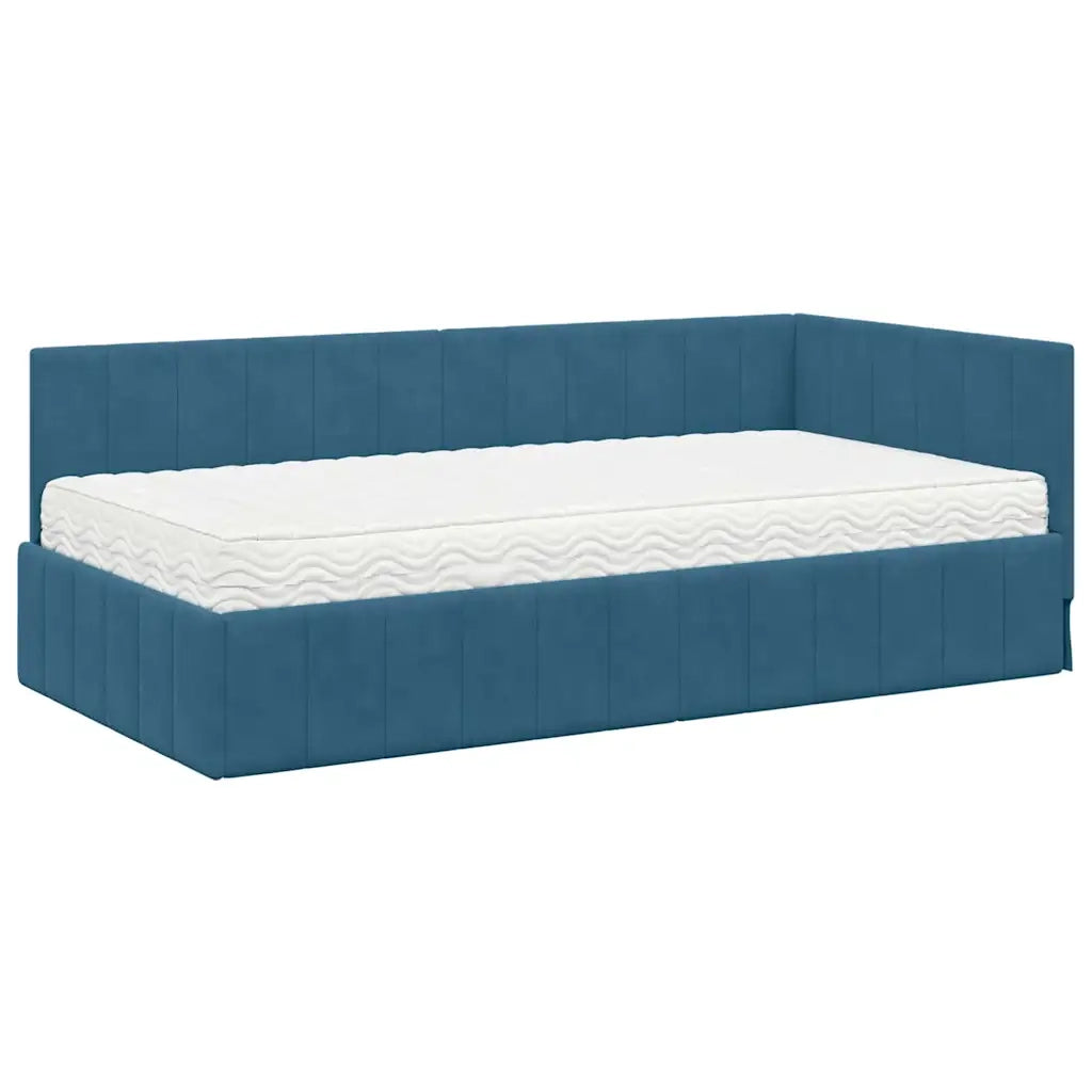 Struttura Letto Angolare con Materasso 2 pcs Blu Velluto 3393867