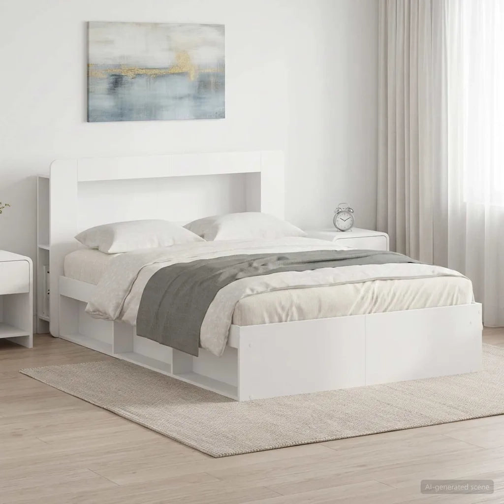 Telaio del letto con storage con testiera Bianco 160 x 200 cm 3433509