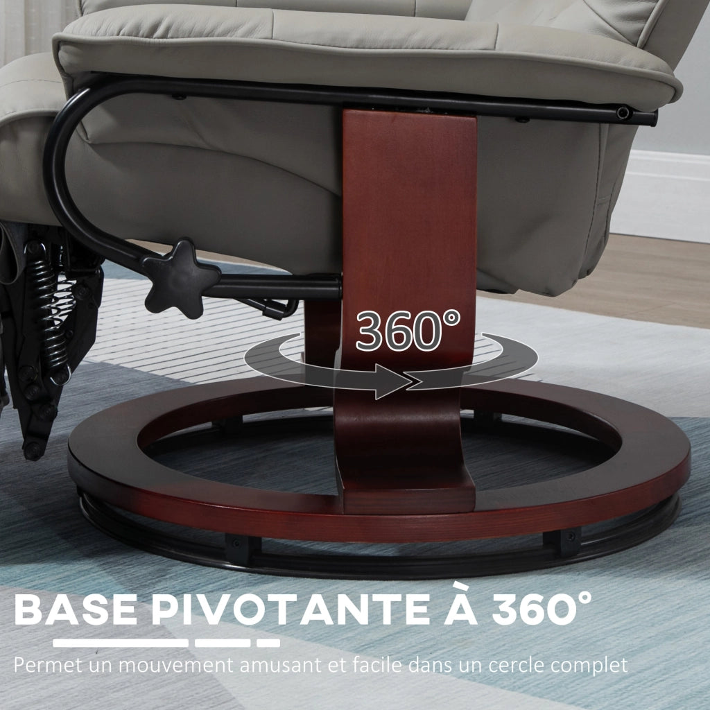 Poltrona relax reclinabile girevole 360¡ã ¨C Xylo ¨C tessuto sintetico grigio con poggiapiedi regolabile