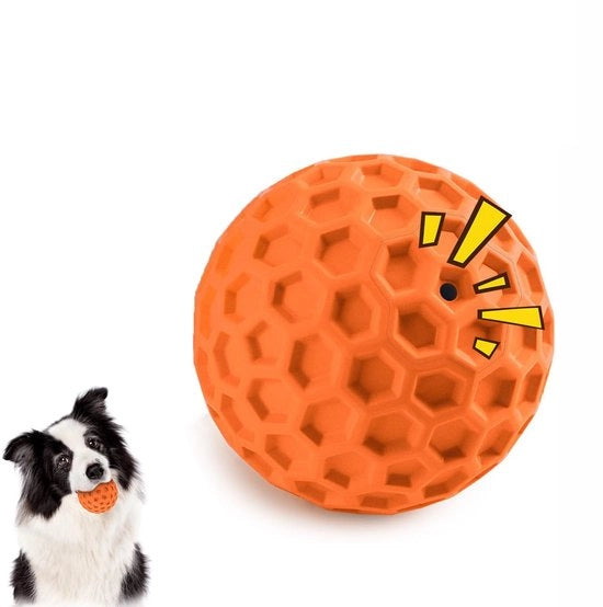 Bal per cani - Giocattolo per cani in gomma naturale indeformabile - Giocattolo interattivo con suono per cani - Bal per cani robusto - Giocattolo per cani con suono e funzione igienizzante per la dentatura - 8 cm di diametro
