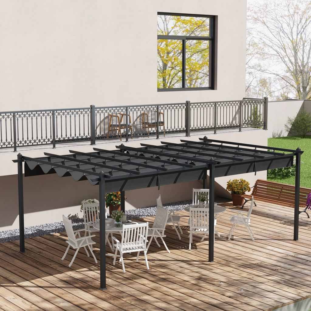 Pergola retrattile per terrazza ¨C zephmum ¨C 3.5x6 m in alluminio e poliestere grigio scuro