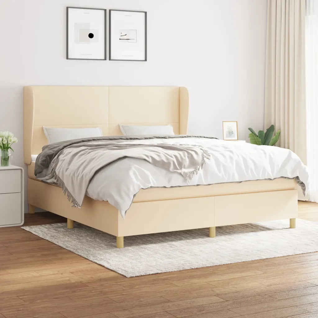 Giroletto a Molle con Materasso Crema 180x200 cm in Tessuto 3128386