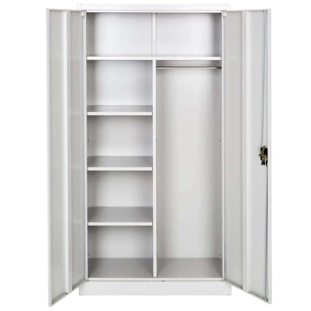 Spogliatoio in metallo 5 livelli 90 cm con armadio integrato grigio 08_0000439