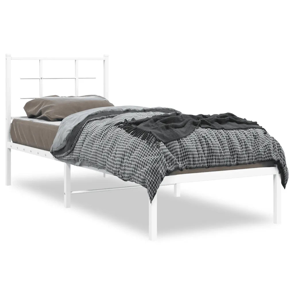 Giroletto senza Materasso con Testiera-Struttura Letto Metallo Bianco 75x190 cm 608385