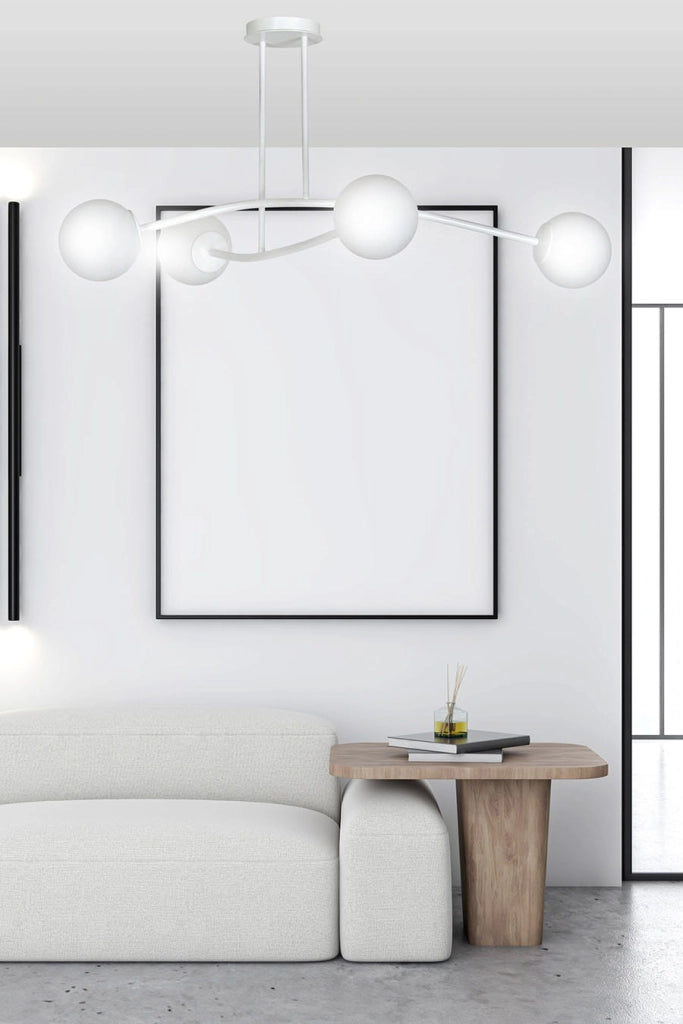 Lampadario Emibig Halldor 6xE14 bianco vetro 108cm