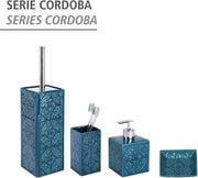 Garnituur WC con ornamenti spagnoli blu - holder per spazzola WC con testa di spazzola intercambiabile