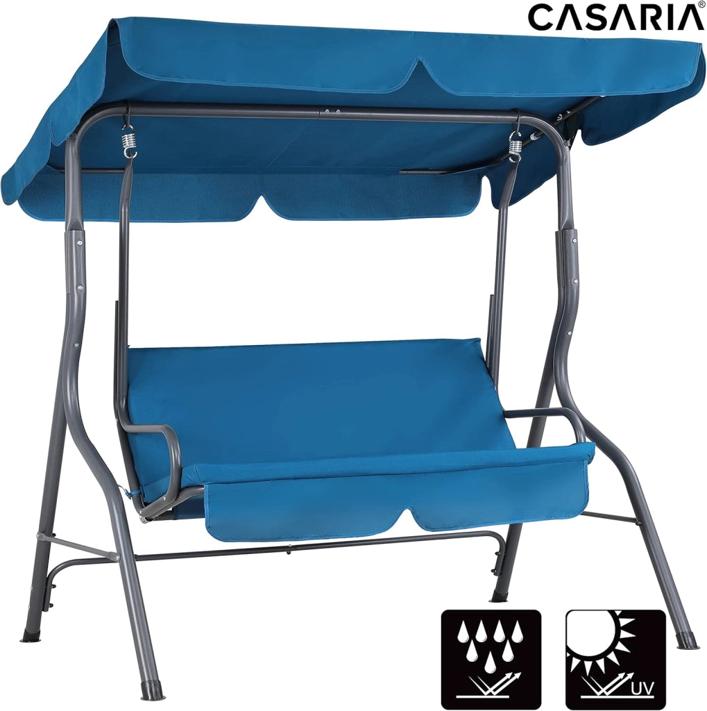 Dondolo Altalena da Giardino Hollywood 140x112x150cm 2 posti con Tettuccio Parasole Imbottito per Esterno