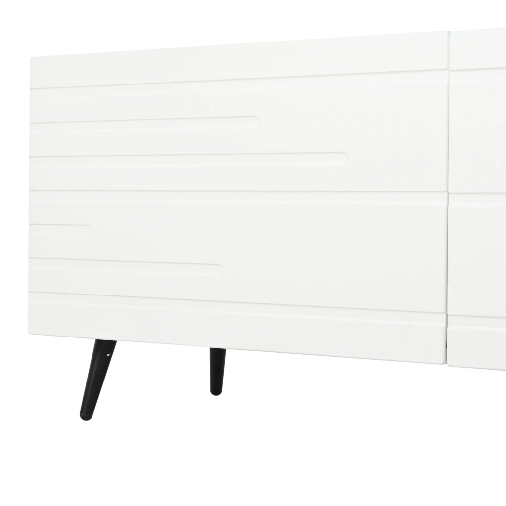 Mobile TV 180x40x48 cm con 3 ante a ribalta; grande capacità; MDF; bianco
