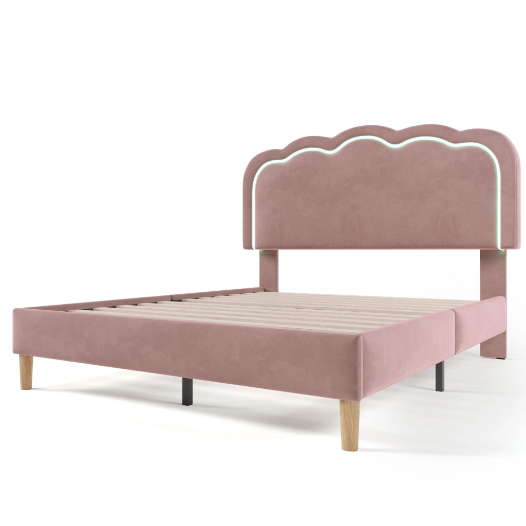 letto imbottito velluto rosa 140 x 200 cm