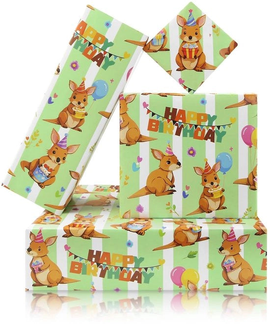 Cadeaupapier da Regalo - 4 Fogli - 50x71 cm - Pacco di Regalo - Idee per Feste di Compleanno e Matrimonio - Progetti di Artigianato - Carta Sostenibile