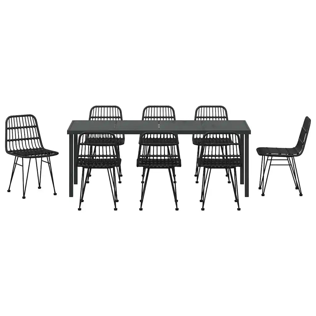Set da Pranzo per Giardino 9 pcs Nero 3379204