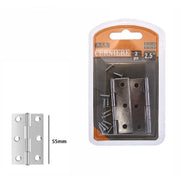 Trade Shop - Set 2 Pz Cerniere Per Porte Mobili Armadi Sportelli Ante 55 Mm Silver Viti 69033 -