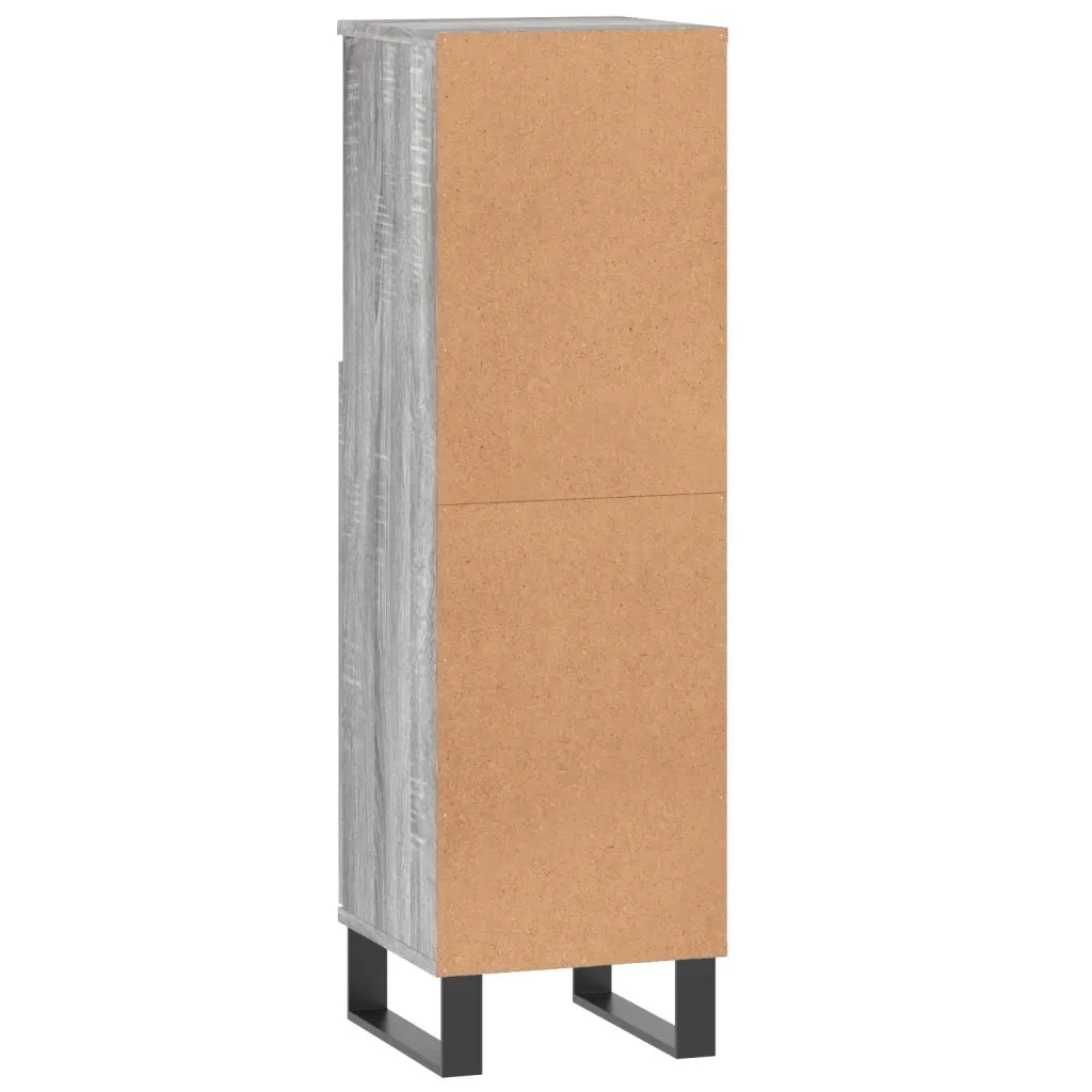 Mobiletto da bagno Sonoma grigio 30 x 30 x 100 cm con ampio spazio contenitivo stile industriale in legno Sonoma grigio 02_0049011