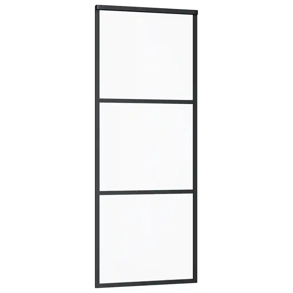 Porta Scorrevole con Ferramenta Nera 76x205 cm in Vetro ESG