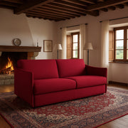 Cecina, Divano Letto 3 Posti Sfoderabile Made in Italy, 200x95 cm Rosso