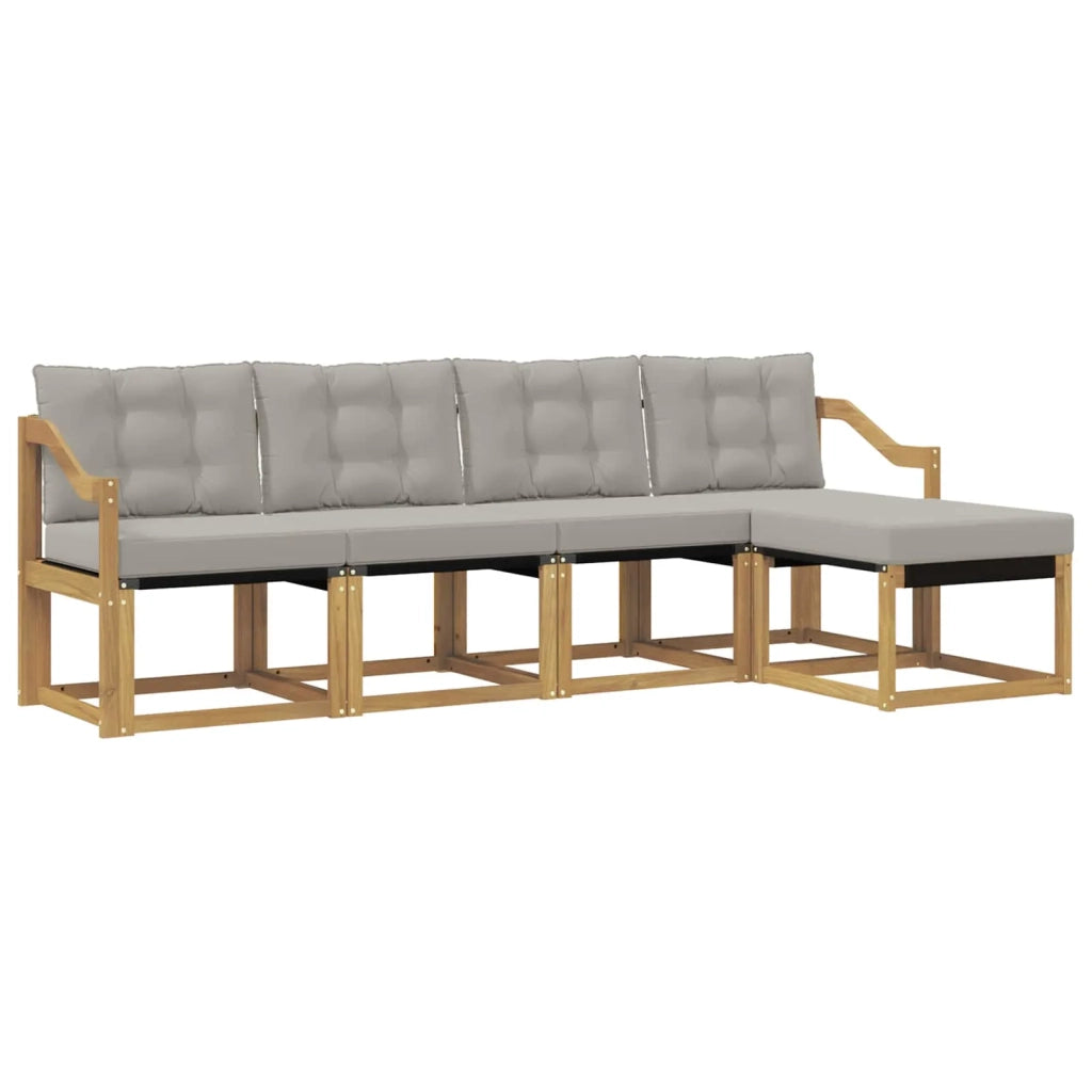 Set di divani da esterno 5 pz Bianco e Grigio Chiaro 3389389