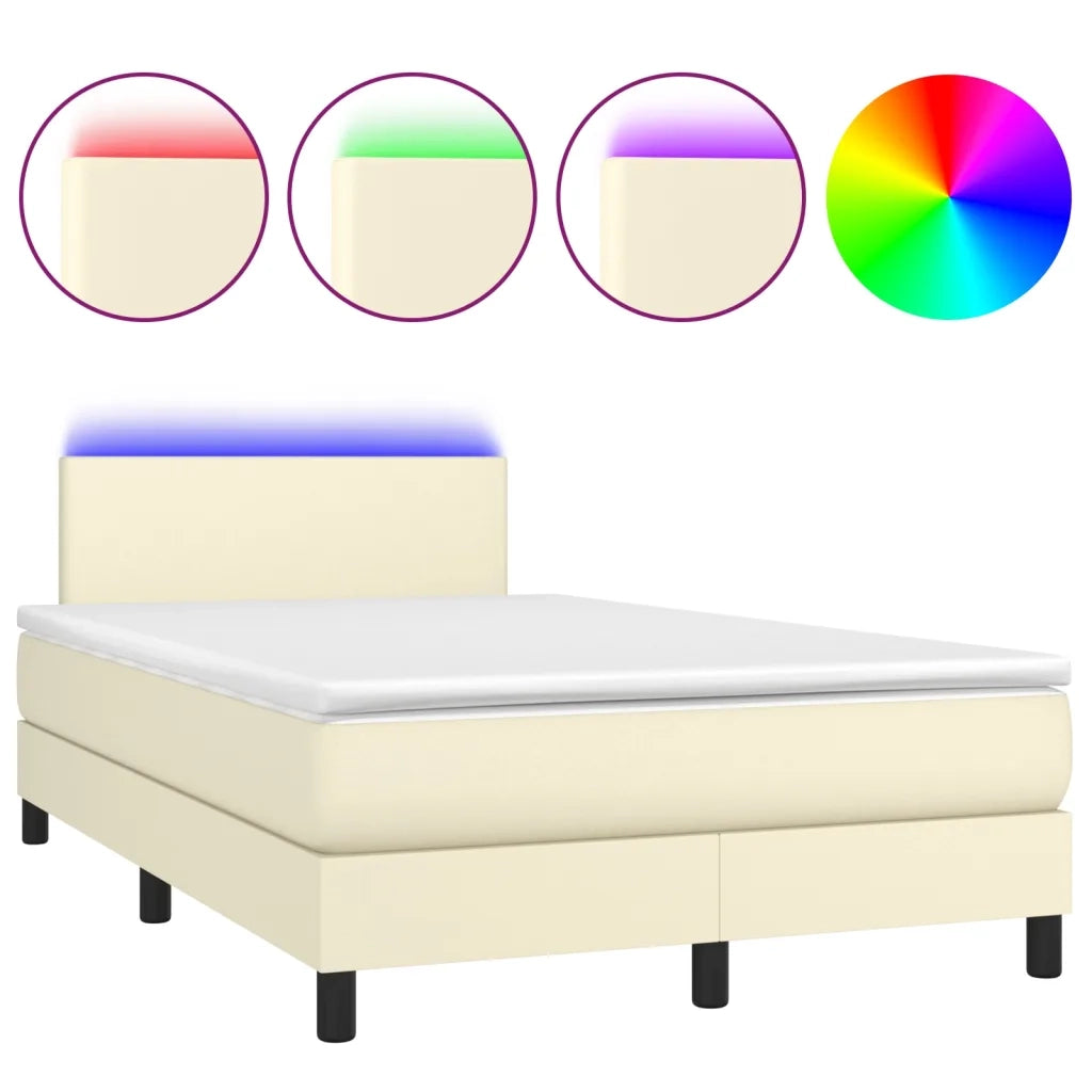 Giroletto Molle con Materasso e LED Crema 120x200cm Similpelle 3134095