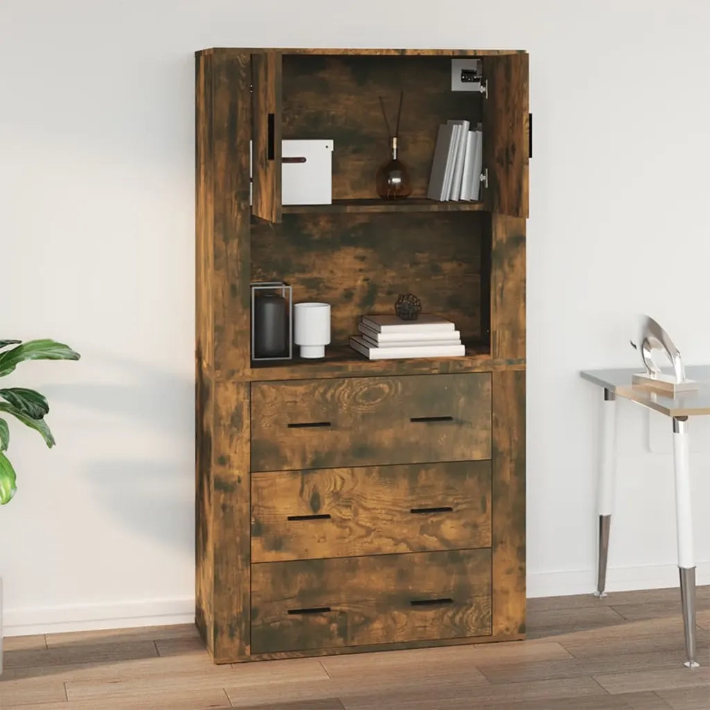 Armadietto a Muro | Mobile a Parete Rovere Fumo 80x33x80 cm in Legno Multistrato