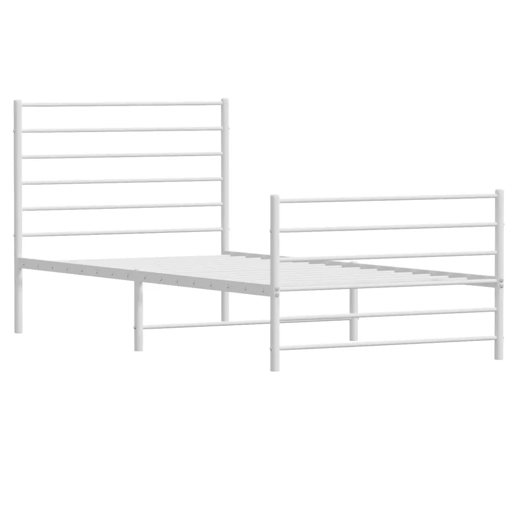 Giroletto con Testiera e Pediera Metallo Bianco 107x203 cm 352382