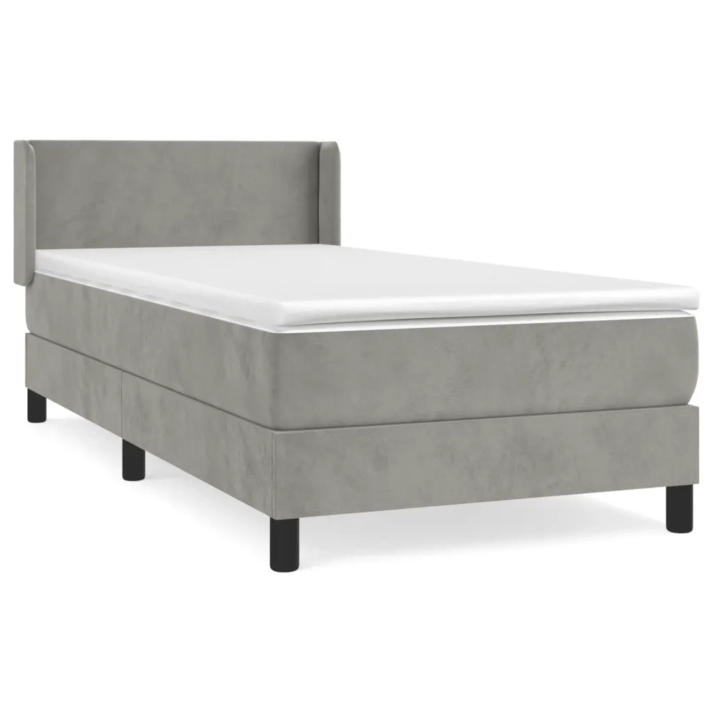 Giroletto a Molle con Materasso Grigio Chiaro 80x200 cm Velluto 3130805