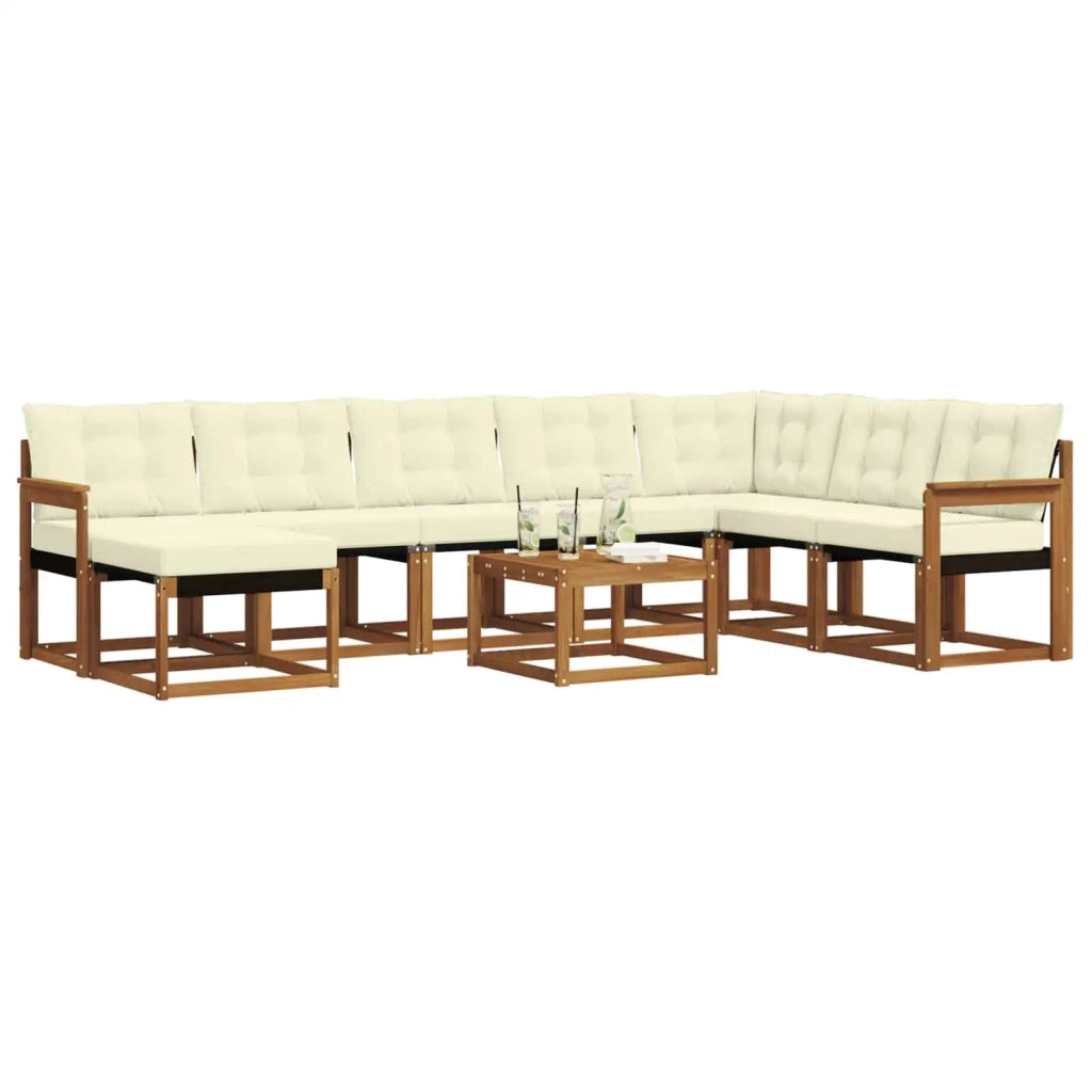 Set di divani da esterno con cuscino 9 pcs Naturale e Crema 3368969