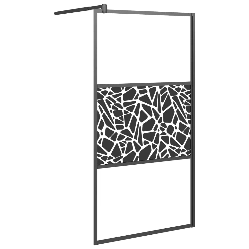 Parete Doccia Walk in 100x195 cm Vetro ESG Design Pietre Nero 151882