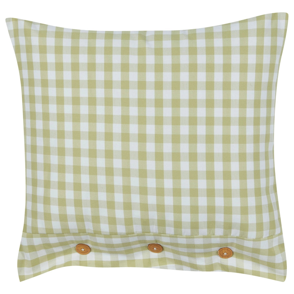 Set di 2 cuscini decorativi a quadretti verde oliva e bianco con bottoni 45 x 45 cm soggiorno camera da letto