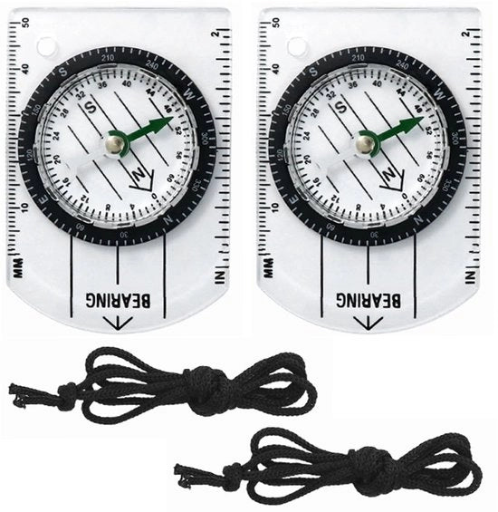 Compasso Multifunzionale - Navigazione per Carte - Survival/Orientamento - Campeggio/Backpacking - Material Acrilico di Alta Qualità - Incluso Cavo Nylon