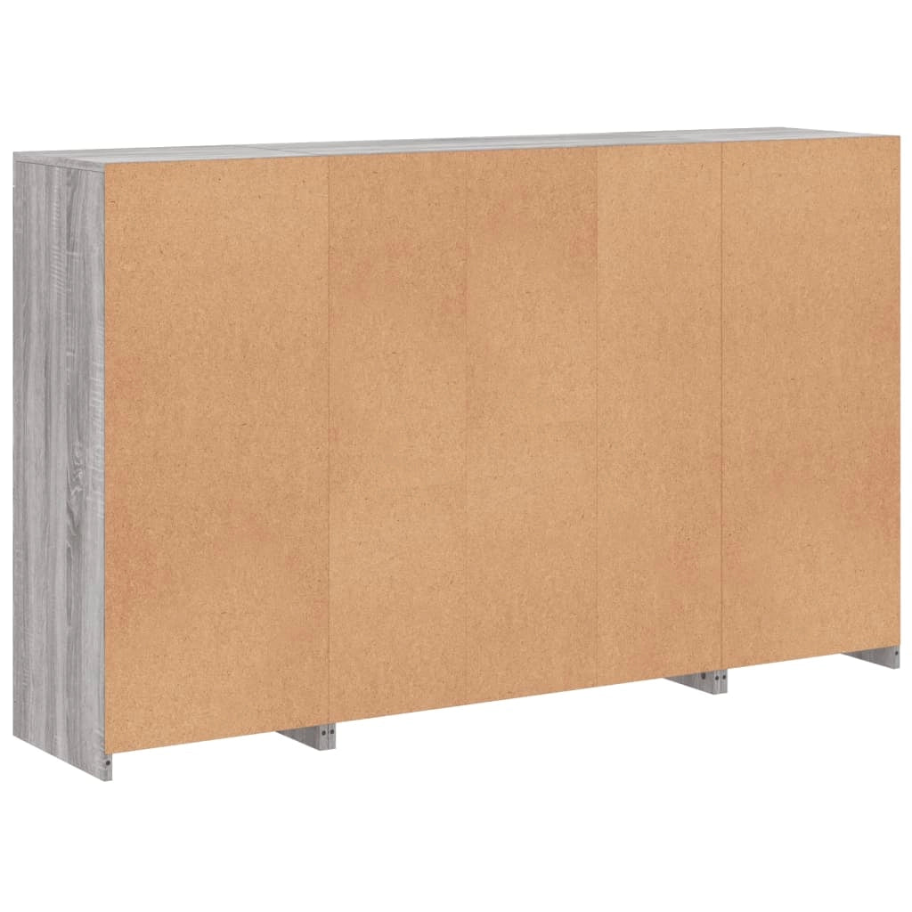 Buffet credenza cassettiera armadio mobile contenitore organizer per cucina soggiorno salotto con luci a LED 3 pezzi legno ingegnerizzato Sonoma grigio 02_0037236