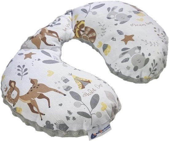 Nekkussen per bambini auto - 100% cotone/Minky supporto collo testa seggiolino per bambini auto (cerbiatto con Minky grigia)