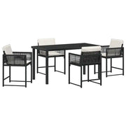Set da Pranzo per Giardino 5 pz | Set Salotto da Giardino Nero polyrattan