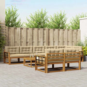 Set di divani da esterno con cuscino 9 pcs Naturale e Beige