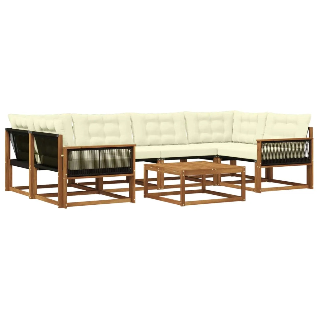 Set di divani da esterno con cuscino 7 pcs Naturale e Crema