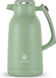 Vacca a vuoto isolata, 2 litri, acciaio inossidabile, thermos, dispensatore per acqua calda e fredda (verde avocado)