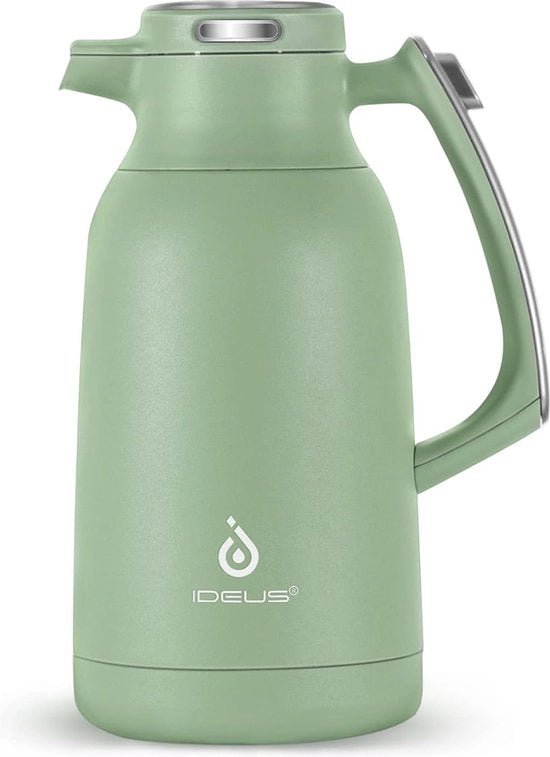 Vacca a vuoto isolata, 2 litri, acciaio inossidabile, thermos, dispensatore per acqua calda e fredda (verde avocado)