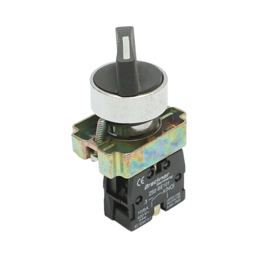 Selettore a 2 posizioni con ritorno, nero, 1NO, 400V/10A, LAY5-BD41C Breckner Germany