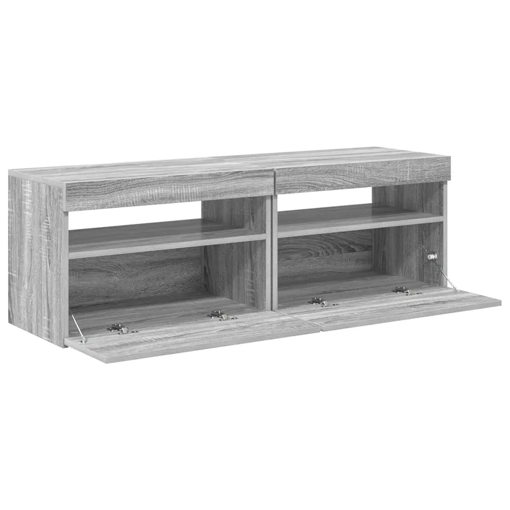 Mobili TV con Luci LED 2 pz-Set di 2 Credenza per TV Grigio Sonoma 60x35x40 cm