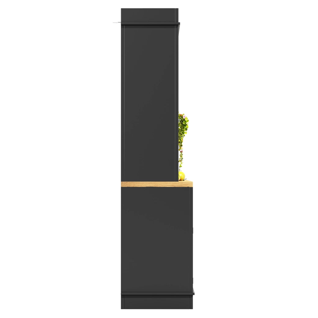 ARMADIO CUCINA LED 107x43x184 cm Nero MDF e Metallo