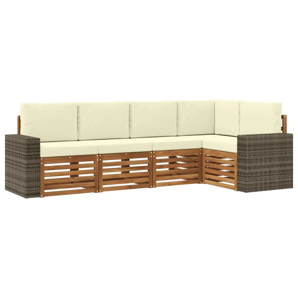 Set divano sezionale con cuscino 5 pcs Naturale e Crema 3384366