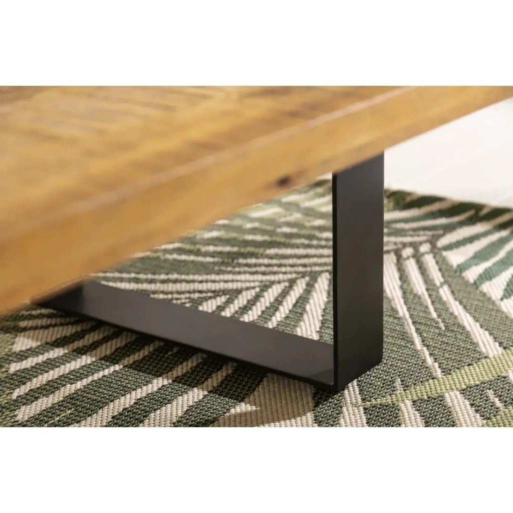 Tavolino basso LODEN 100 cm in legno massiccio di mango e metallo nero - design industriale