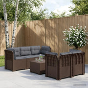 Divano da Giardino 5 Posti con Cuscini Stile Rattan PP Marrone 3443913