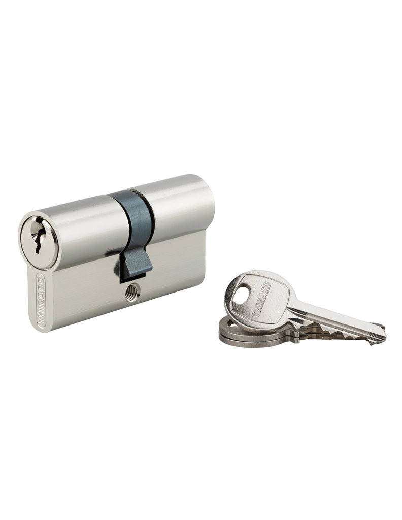 Cilindro europeo SA 30 x 30 mm nichelato, 3 chiavi con vite di 45 mm – THIRARD