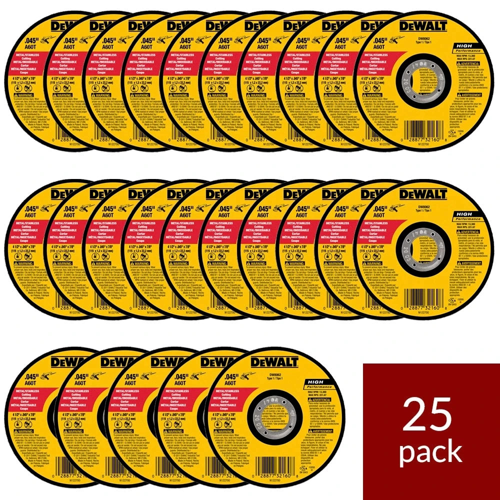 DeWALT 25 Dischi disco abrasivo da taglio per smerigliatrice 115 x 1,2 x 22,2mm