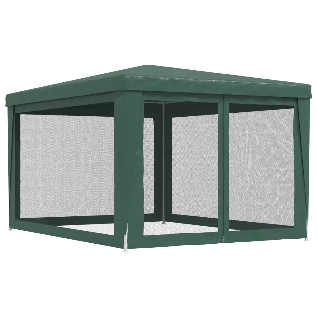 Tenda per Feste con 4 Pareti Laterali in Rete-Tenda Gazebo Verde 3x4 m HDPE