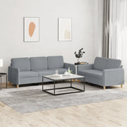 Set di Divani 2 pz con Cuscini Grigio Chiaro in Tessuto 3202118