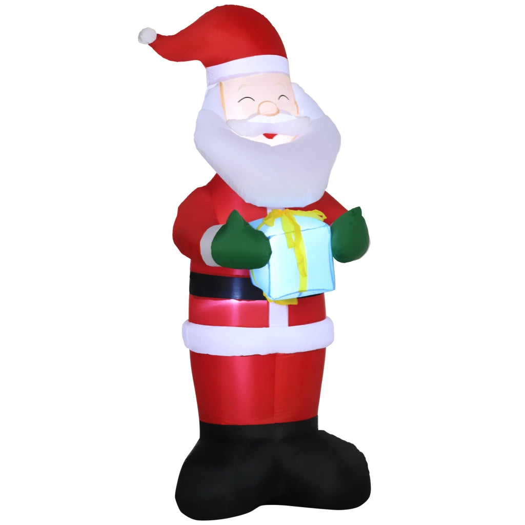 Babbo Natale Gonfiabile con Regalo, 3 Luci LED e Gonfiatore Incluso, 77x68x184cm