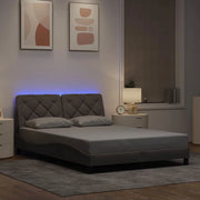 Giroletto con LED senza Materasso-Struttura Letto Tortora 140x190 cm in Tessuto
