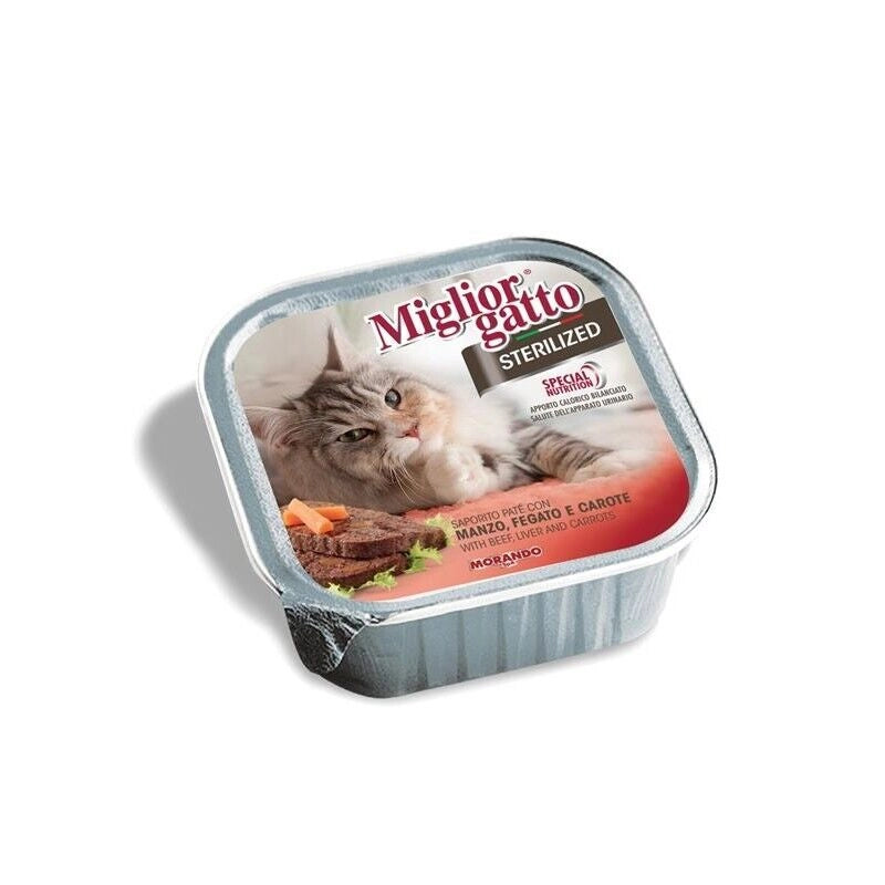MIGLIOR GATTO STERILIZED PATE' CON MANZO FEGATO E CAROTE 100 GR
