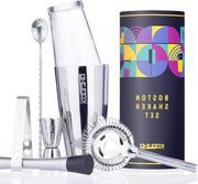 Set di Shaker per Cocktail Professionale - Vetro e Acciaio Inossidabile - Personalizzabile - Preparazione di Cocktail - Idea Regalo per Uomini e Donne
